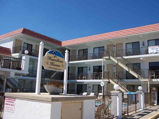1800 ATLANTIC AVENUE - HAMILTON HOUSE CONDOS UNIT 102 - Two bedroom, one bath condo located at the Hamilton House Condominiums in North Wildwood. 3 Blocks to the beach and boardwalk! Condo has a kitchen with stovetop, fridge, microwave, toaster. Amenities include wall a/c, common washer/dryer, grill, pool, outside shower, wifi, and one car off street parking. Sleeps 6; 2 queen beds and queen sleep sofa. 