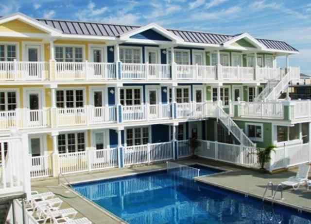 Alps Condo Rentals in Wildwood Crest at 7100 Seaview Avenue offered by Island Realty Group. 1 bedroom 1 bath corner unit with pool and multiple sundecks. Sleeps 6.